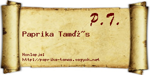 Paprika Tamás névjegykártya